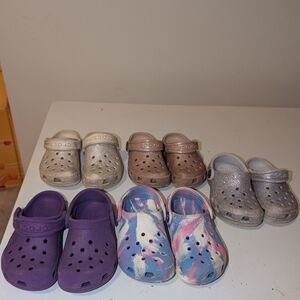 6c CROCS Kids Sandals in Purple, Multicolor, and Metallic Shades